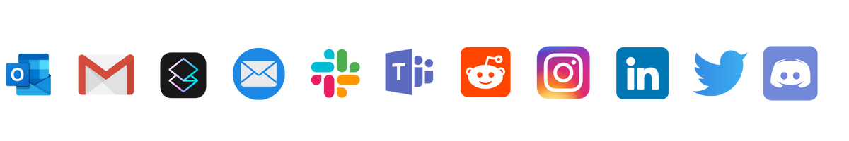Elephas works across Outlook, Gmail, Notion, Mail, Slack, Teams, Reddit, Instagram, LinkedIn, Twitter, Discord and more