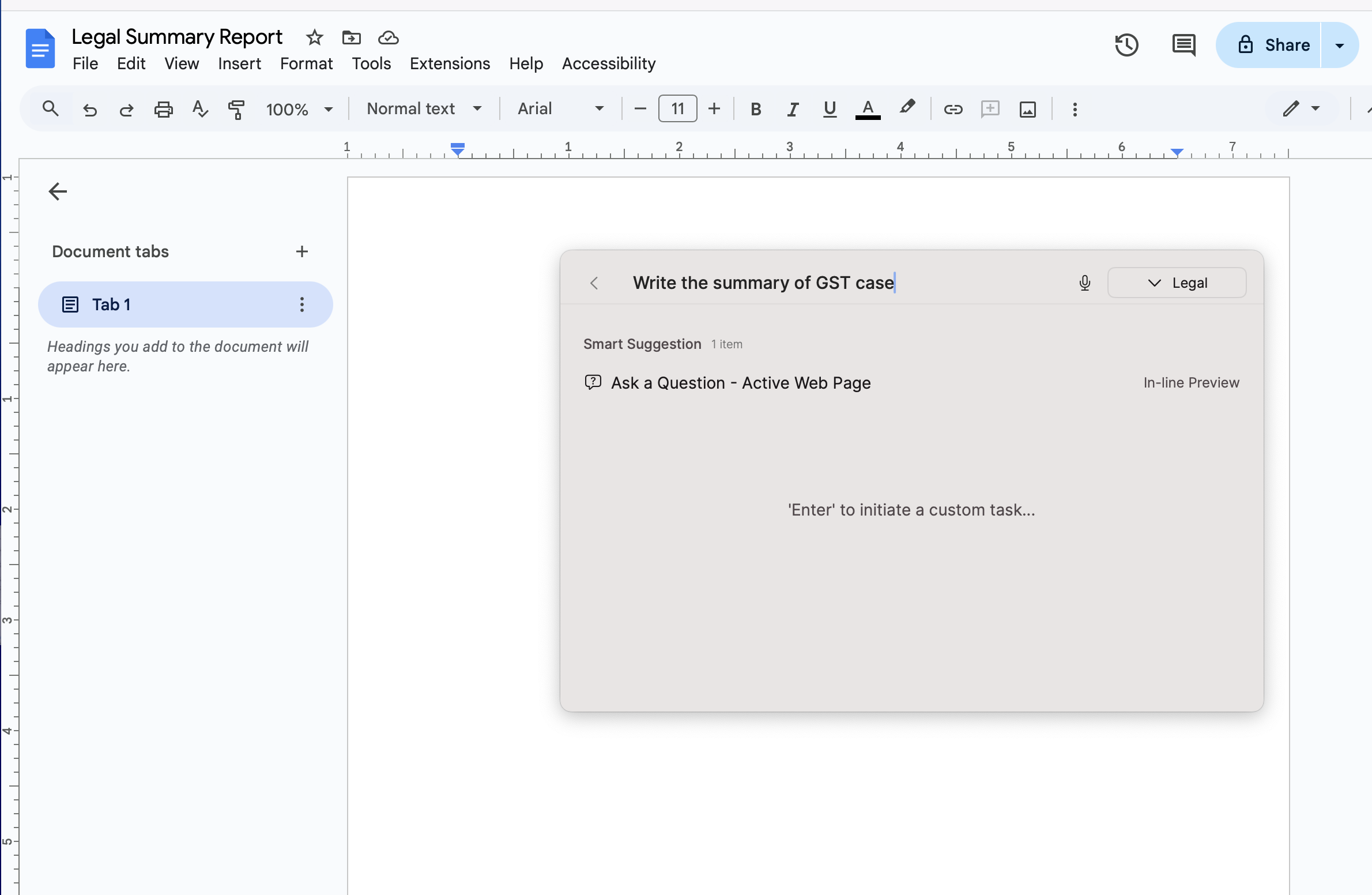 Document Writing Feature