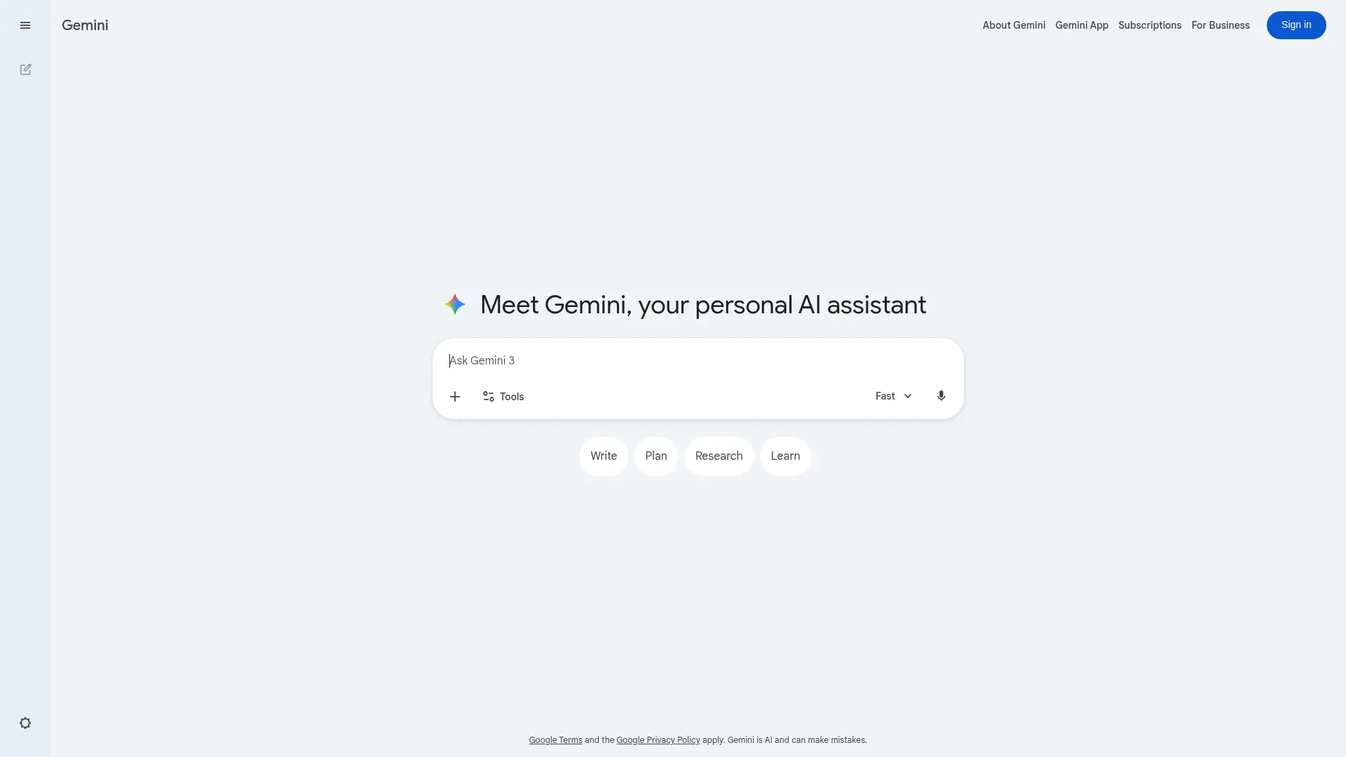 Google Gemini in Workspace interface