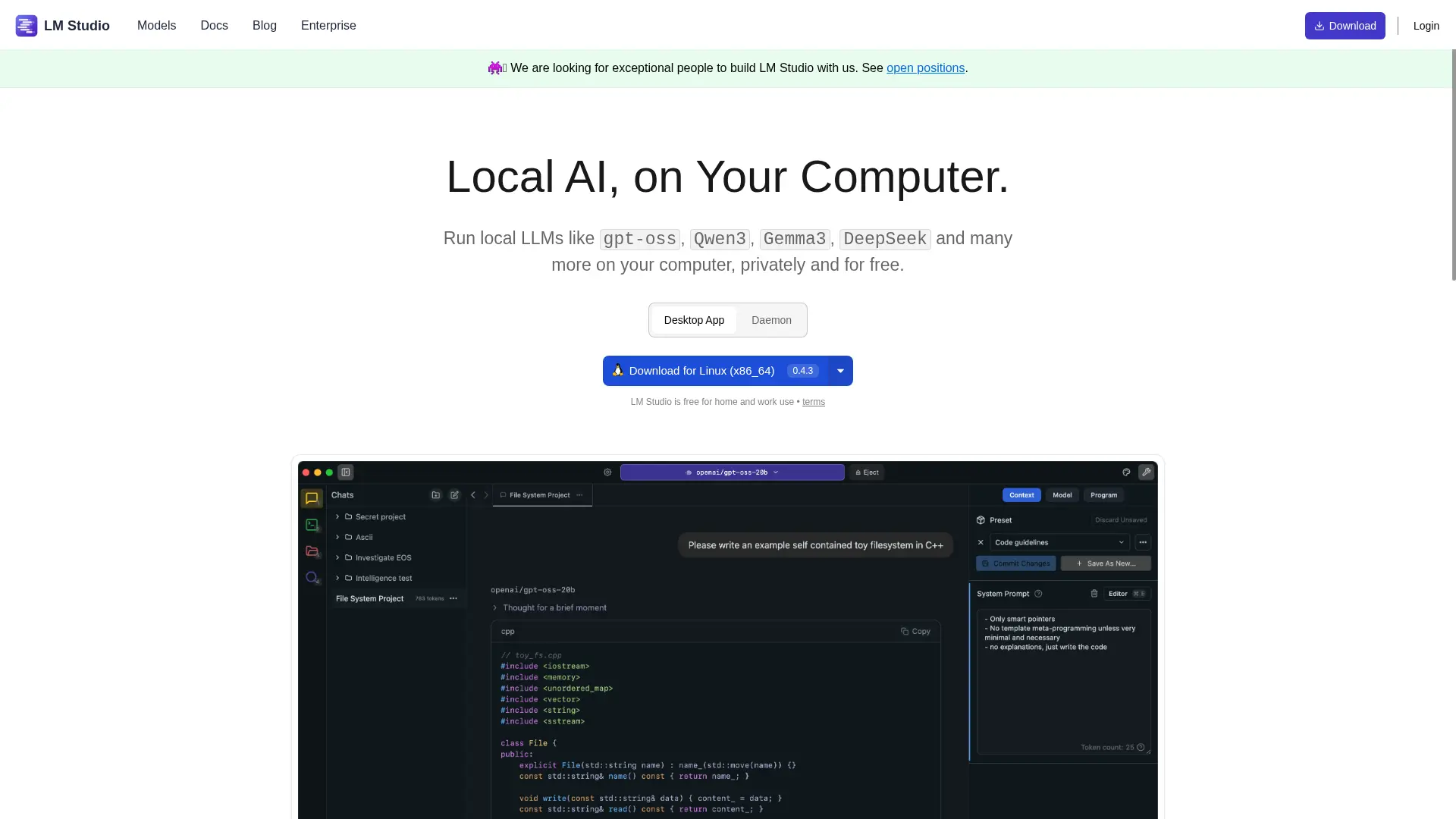 LM Studio local AI model interface