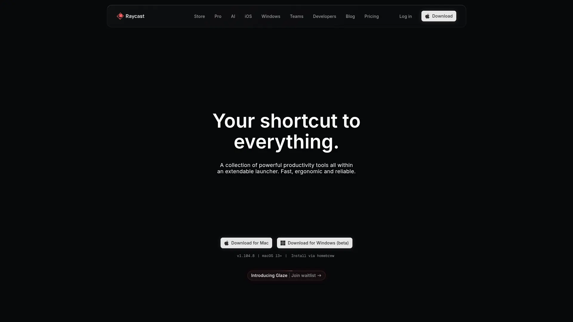 Raycast AI launcher interface on Mac