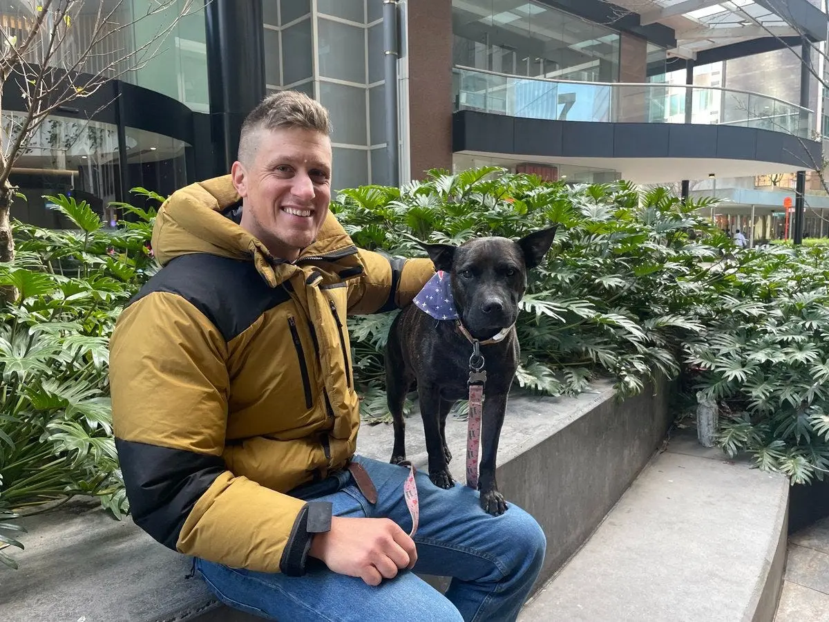 Paul Conyngham with his rescue dog Rosie