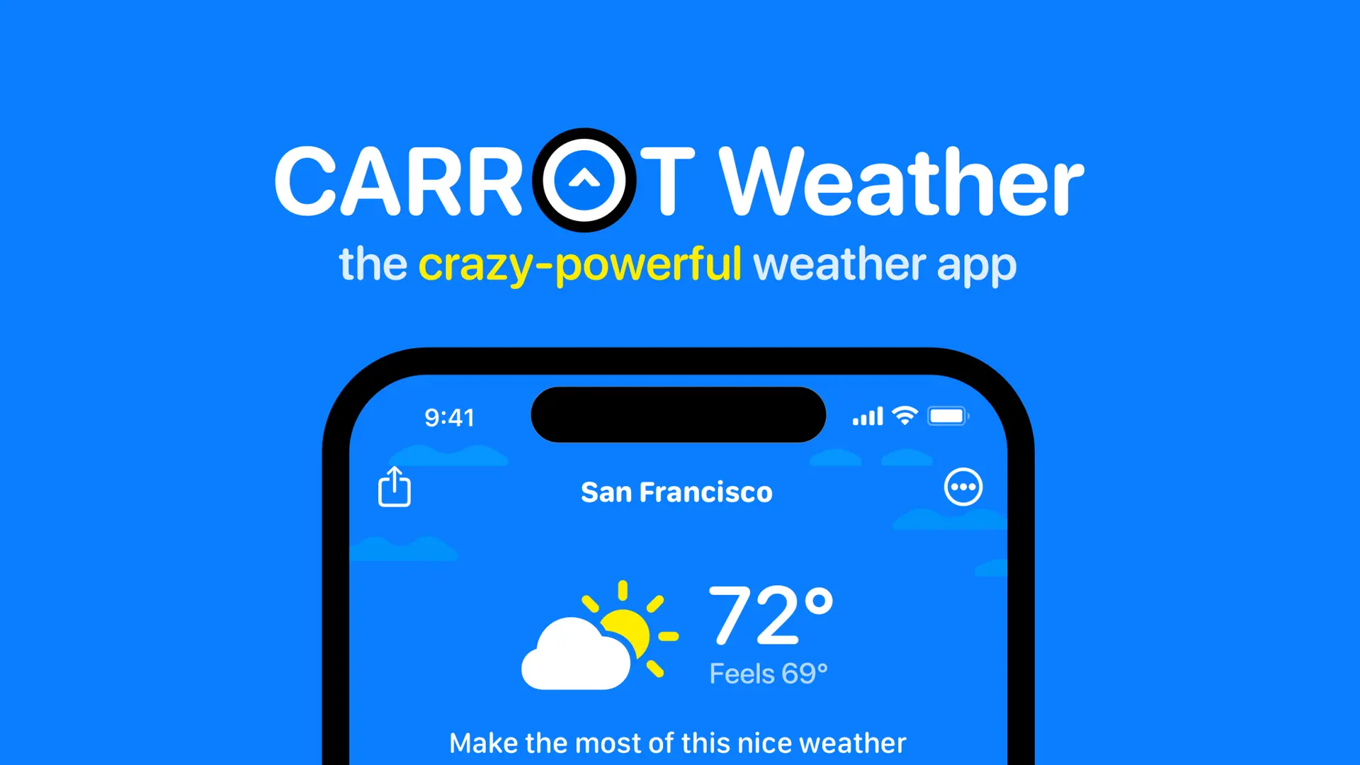 CARROT Weather on Mac showing a conversational forecast answer