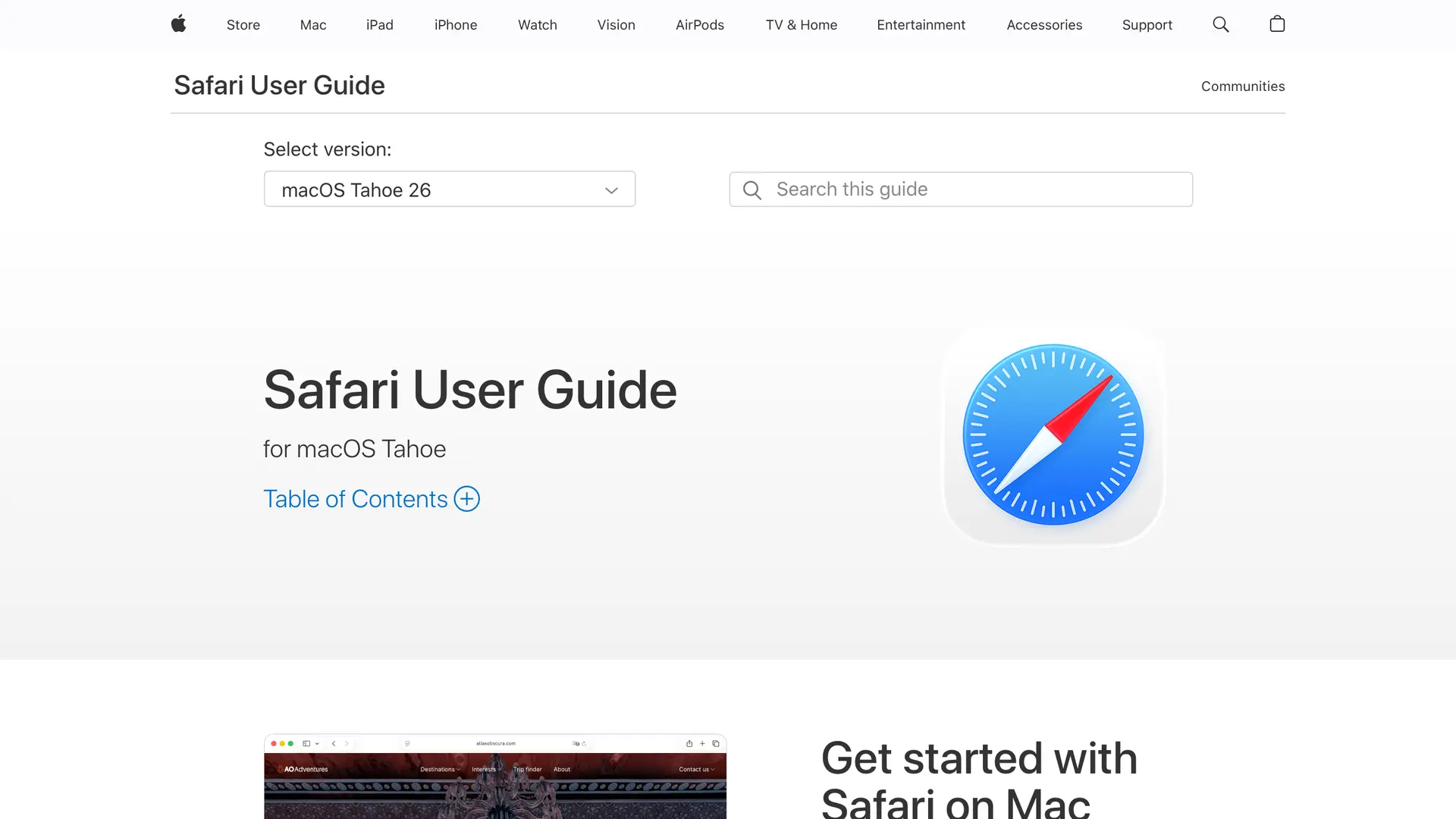 Safari on Mac showing a page summary