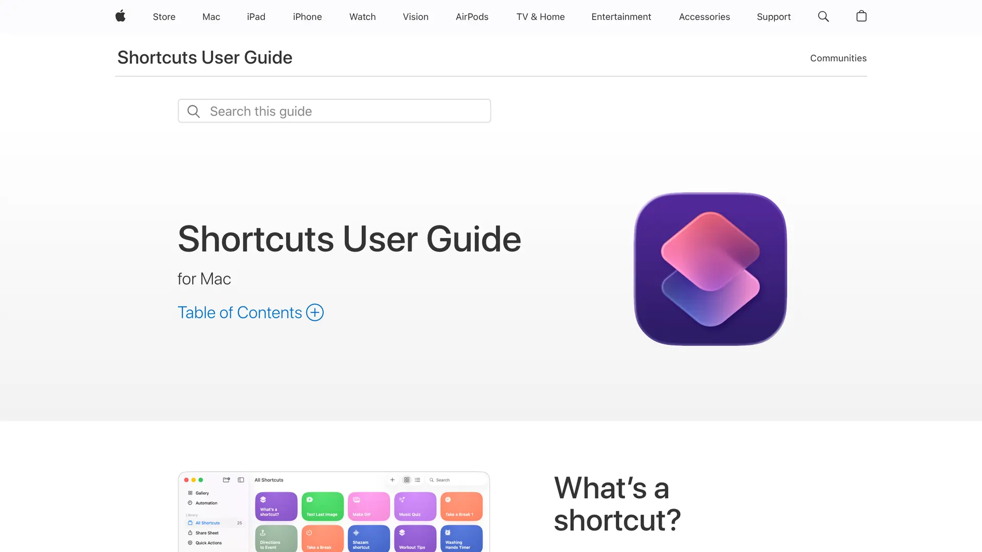Shortcuts on Mac showing an intelligent action step