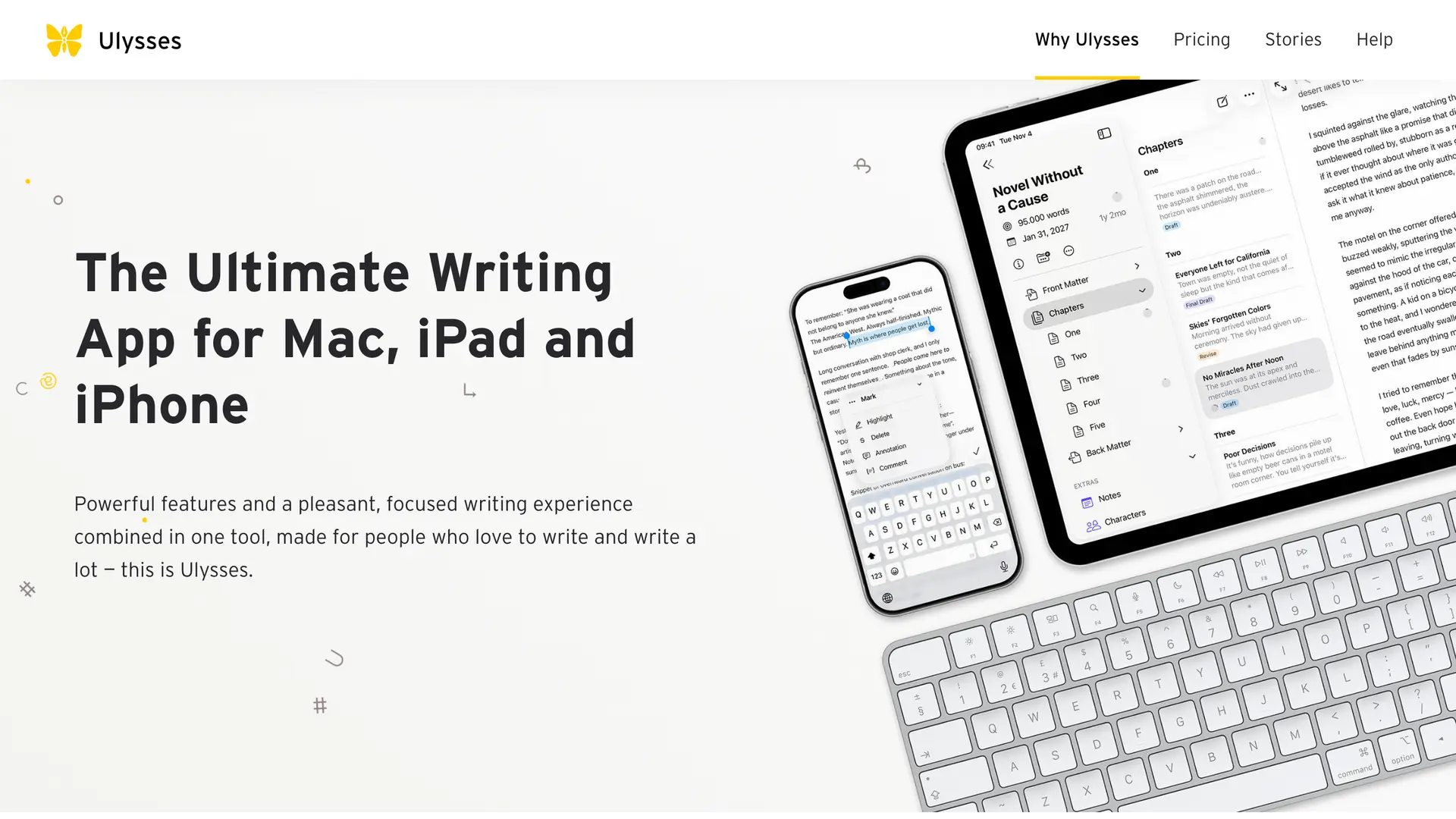 Ulysses on Mac showing the Writing Tools menu