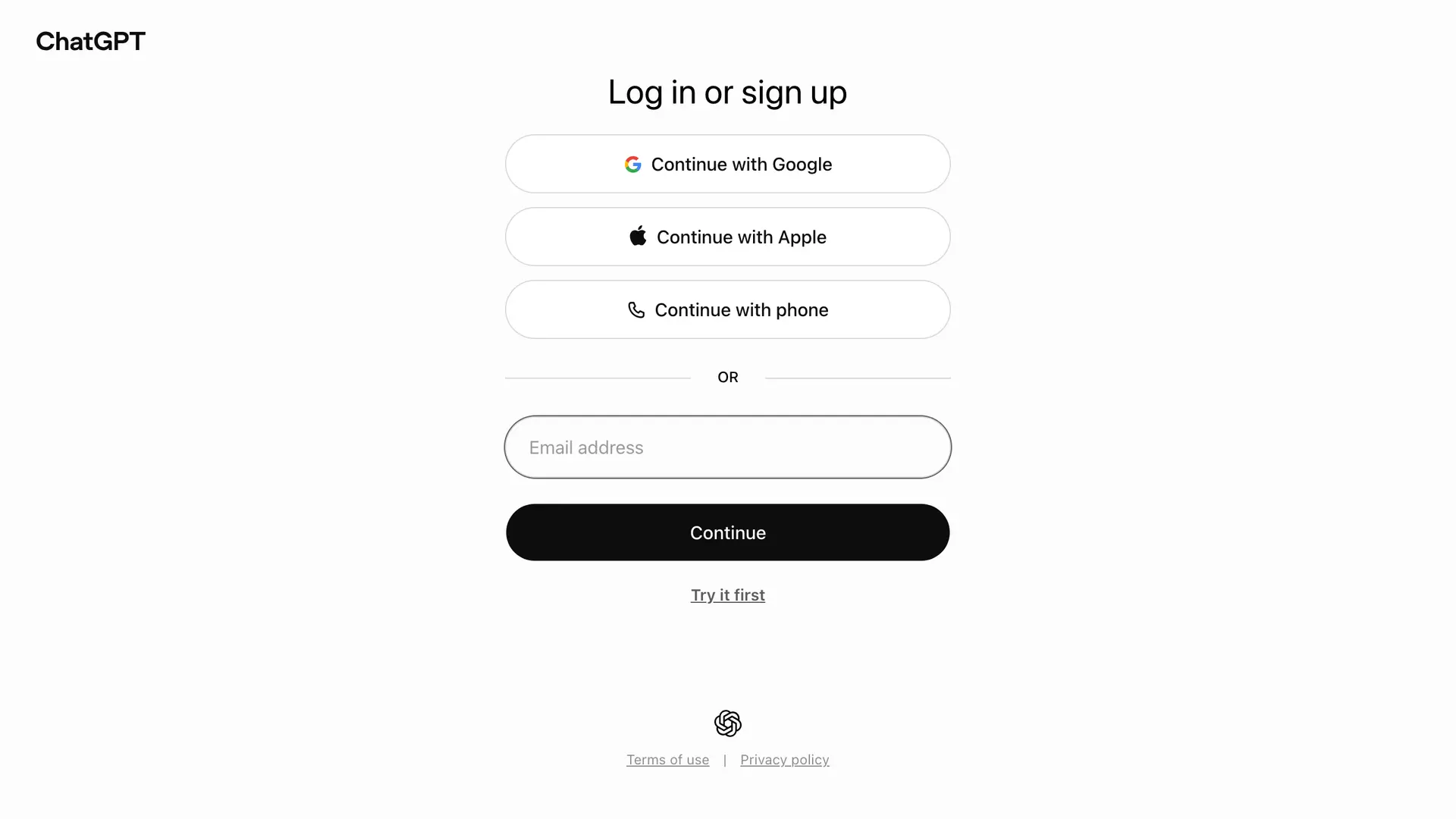 ChatGPT homepage