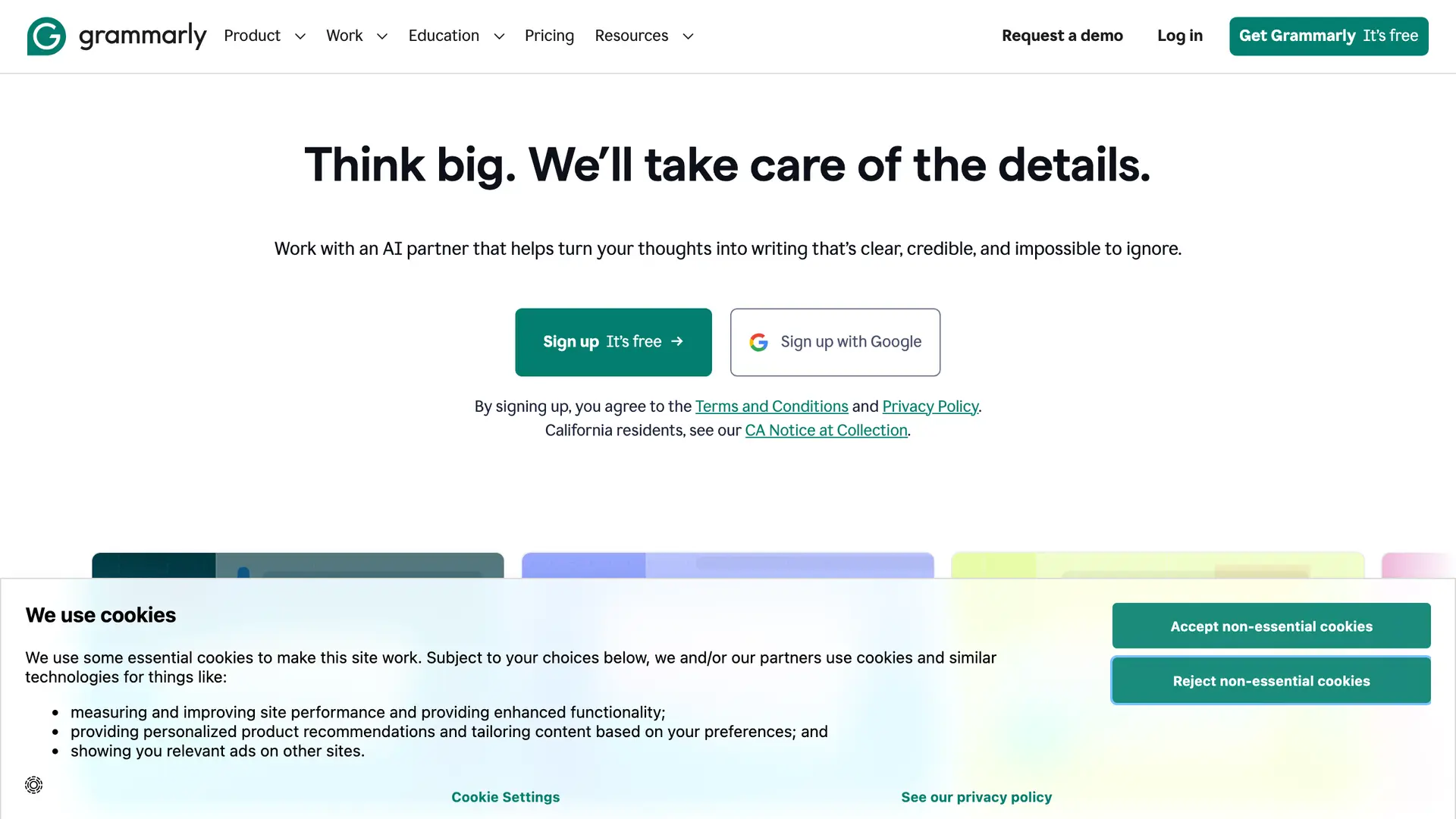 Grammarly homepage