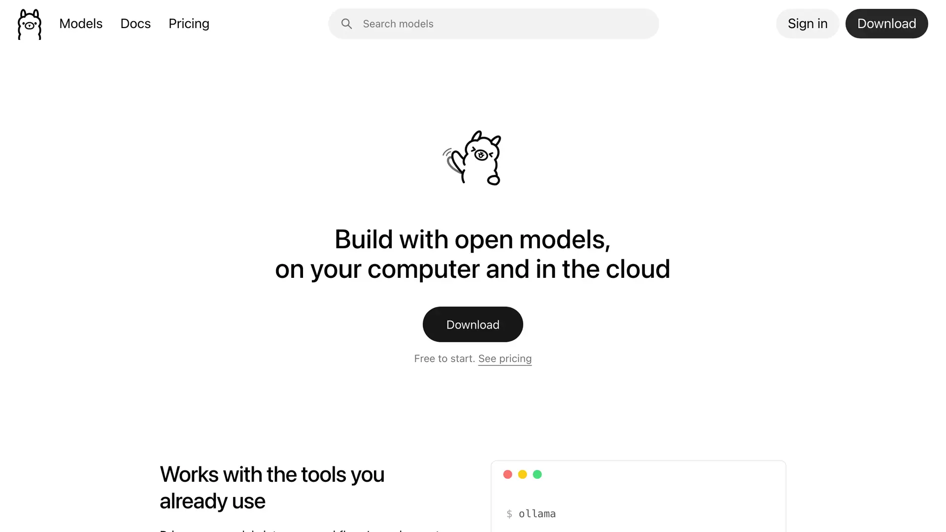 Ollama homepage