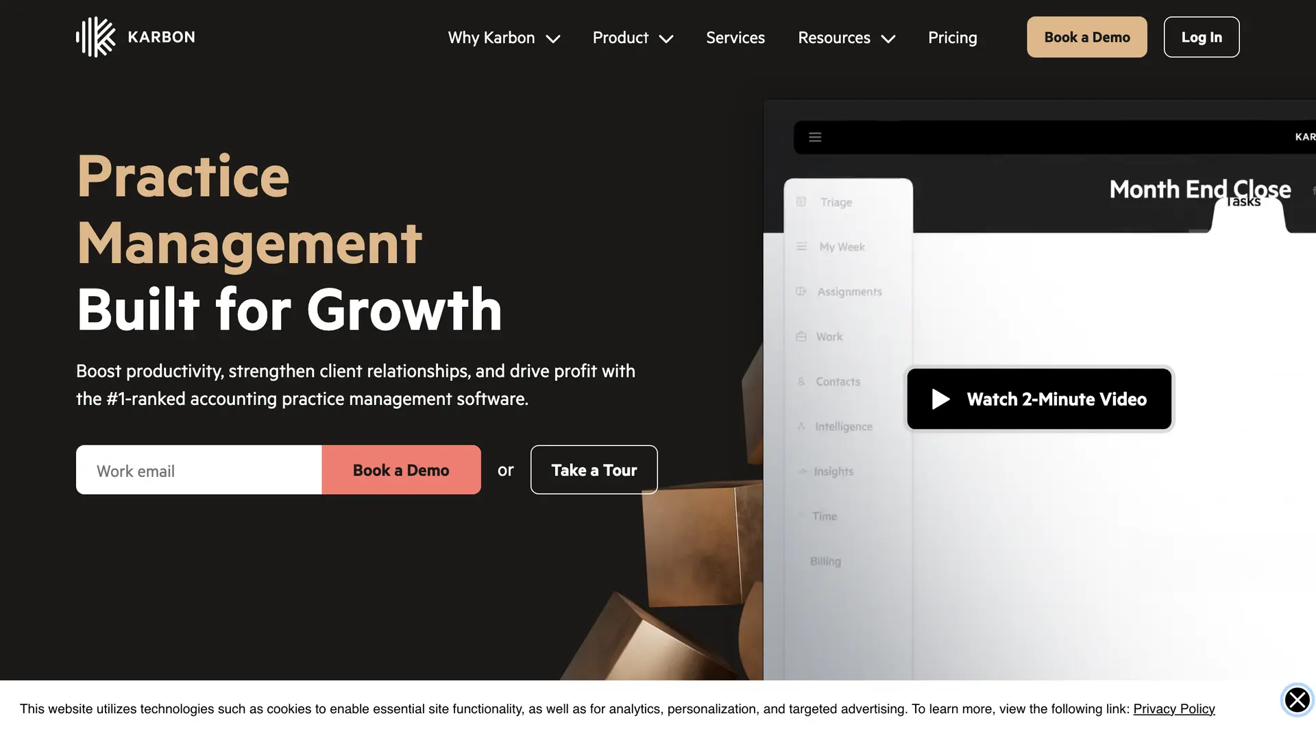 Karbon AI homepage, AI-powered practice management for accounting firms