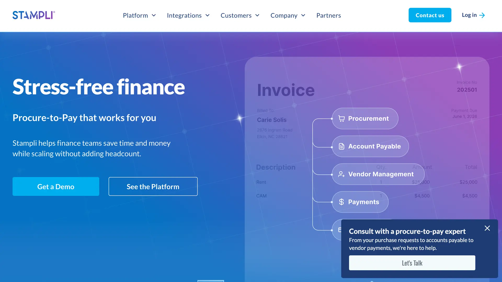 Stampli homepage, collaborative AP automation platform