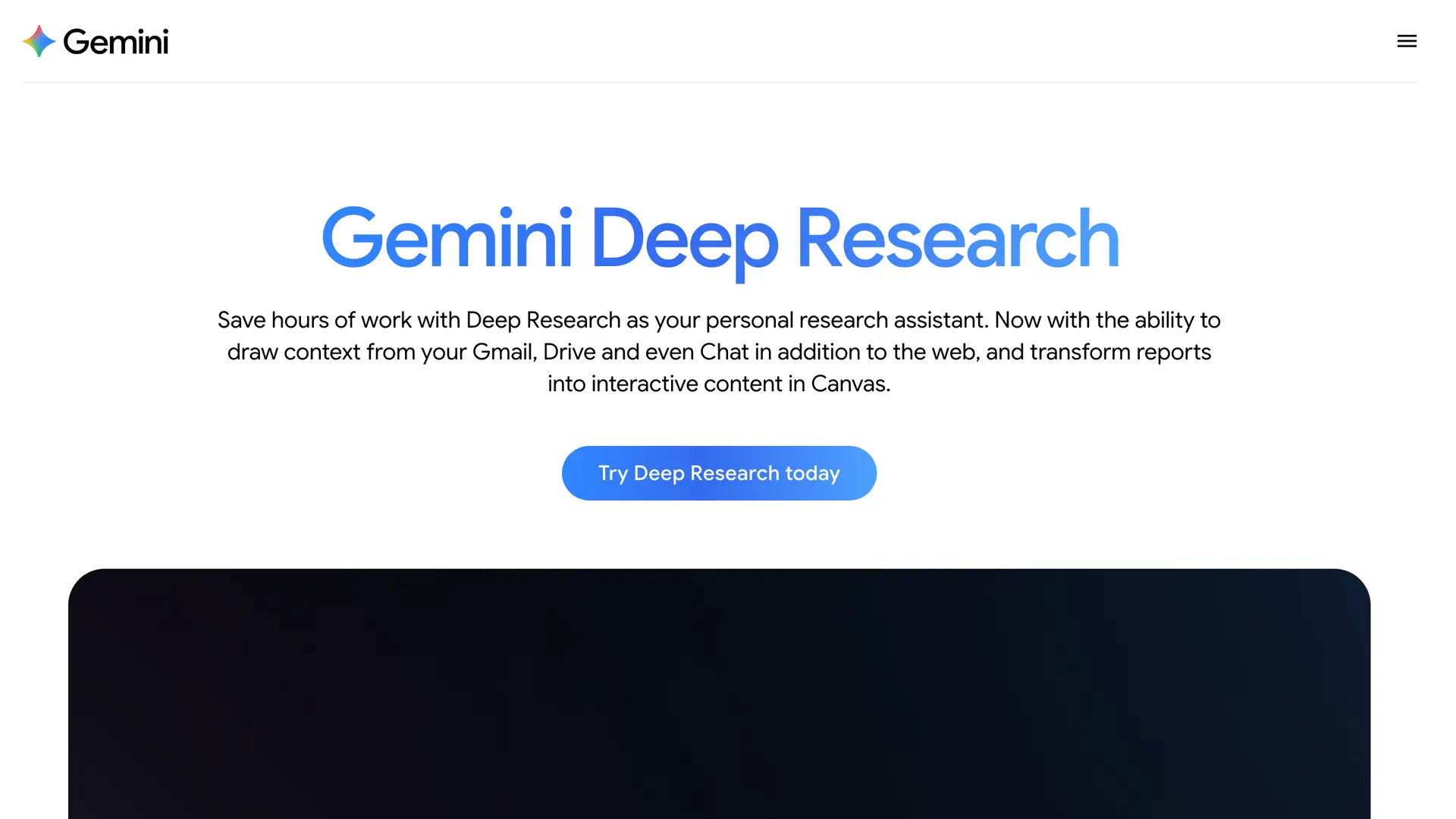Google Gemini Deep Research overview page