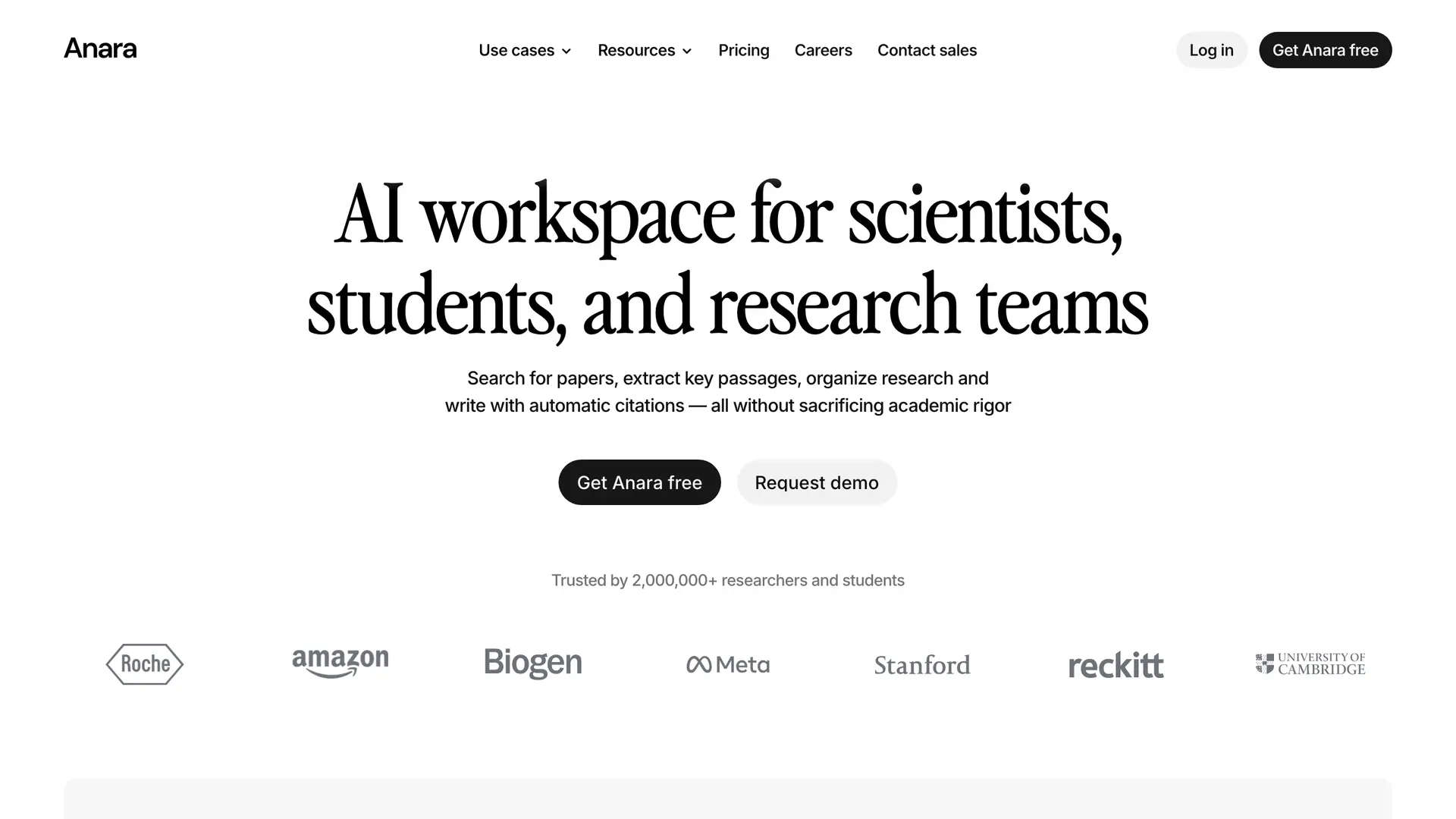 Anara homepage — all-in-one research workspace