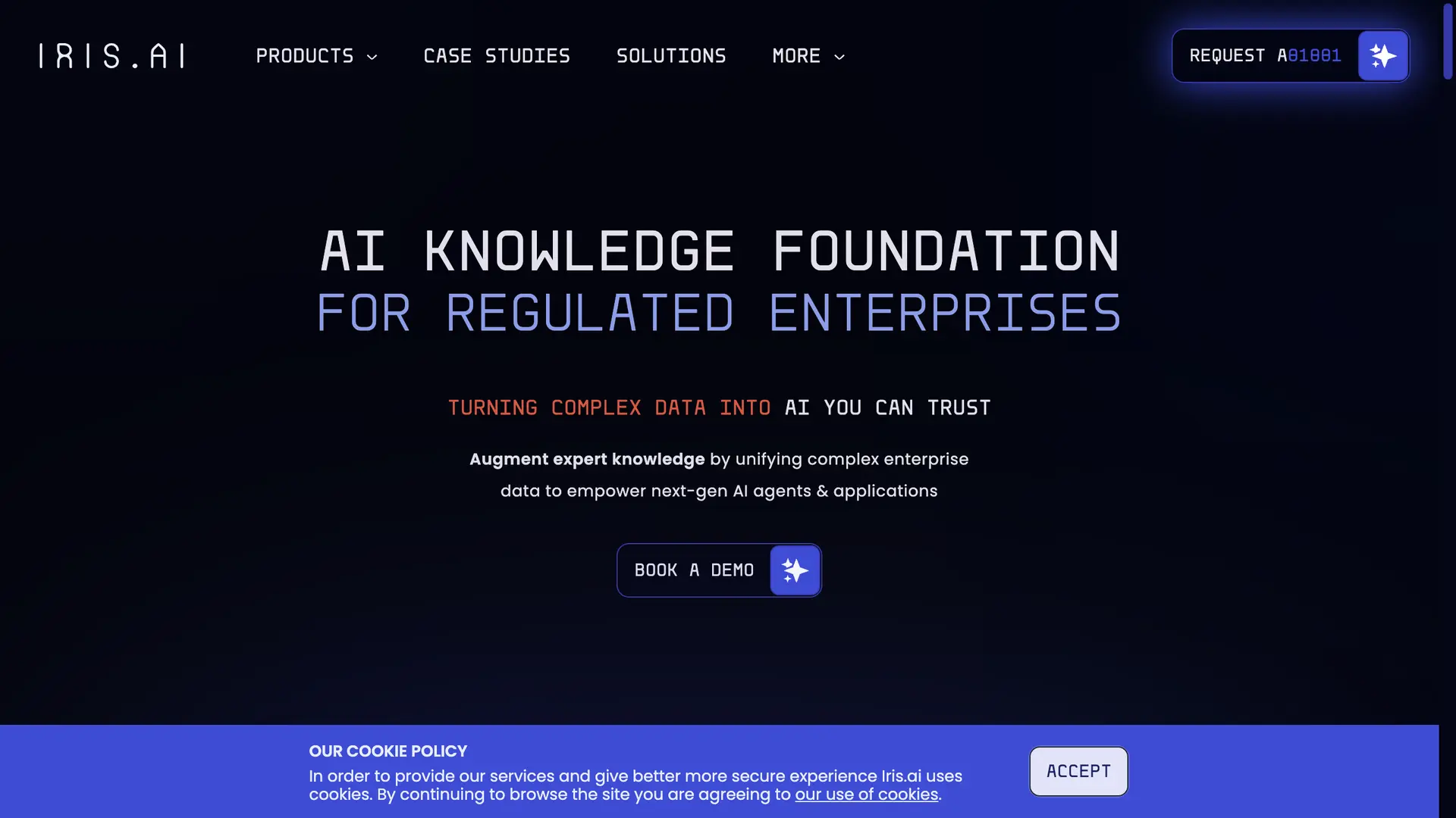 Iris.ai homepage — AI knowledge foundation for research