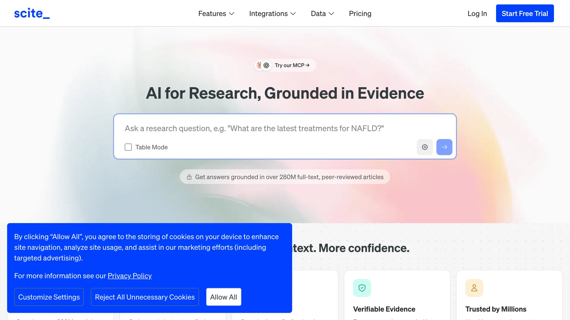 Scite homepage — Smart Citations research tool
