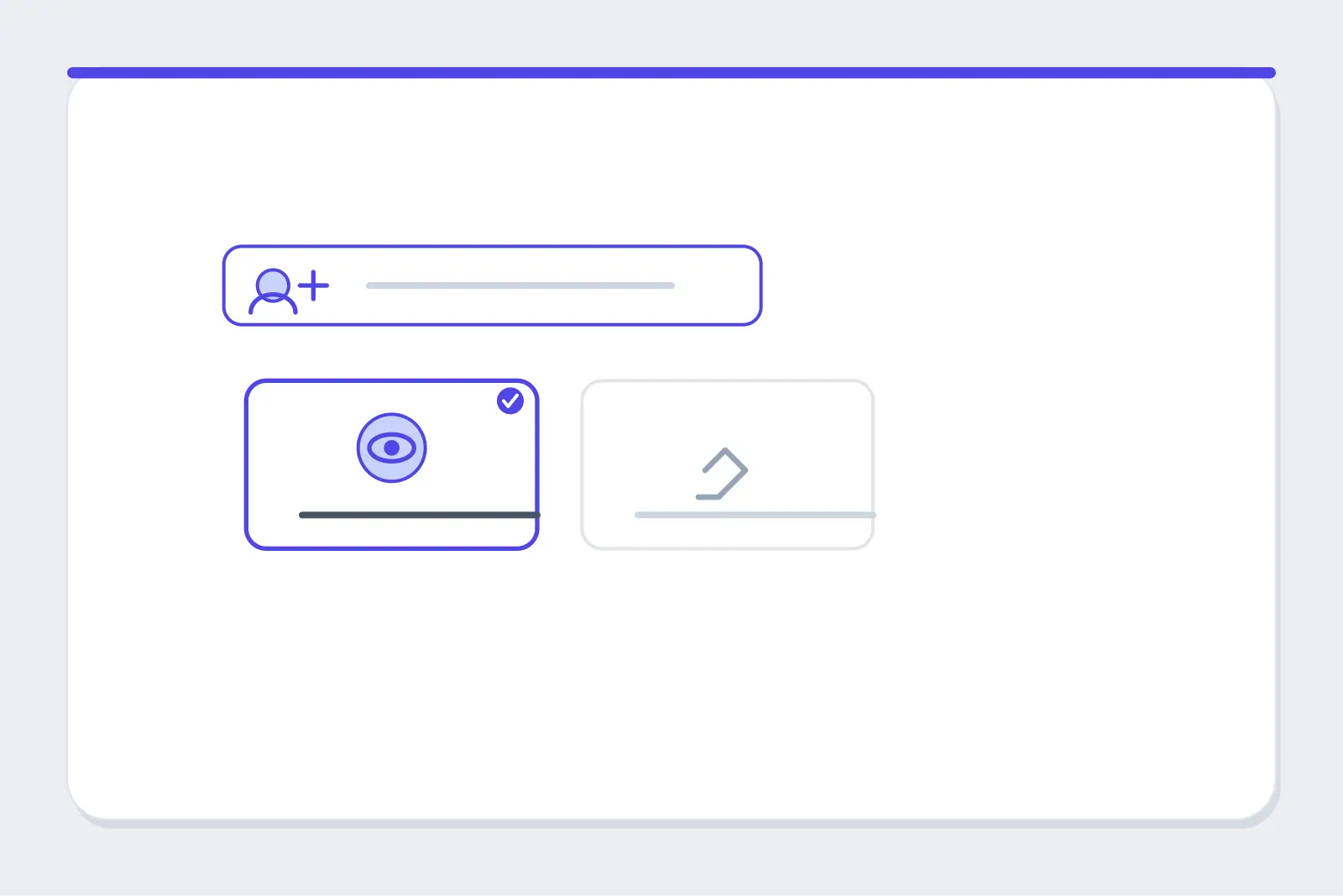Conceptual diagram of a share panel with an invite field and can-view versus can-edit permission options