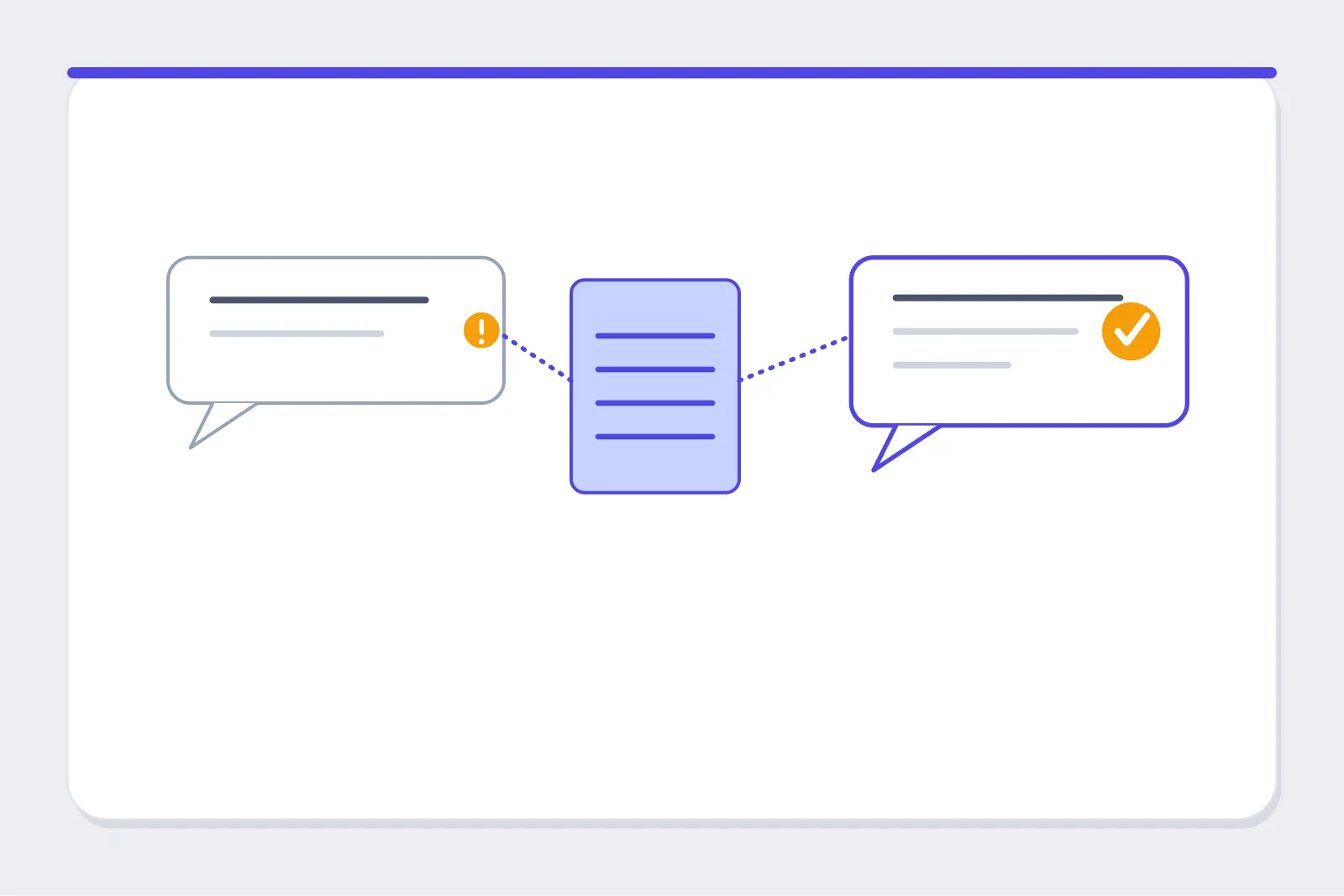 Conceptual diagram of a test question and a source document linking to a verified, grounded response