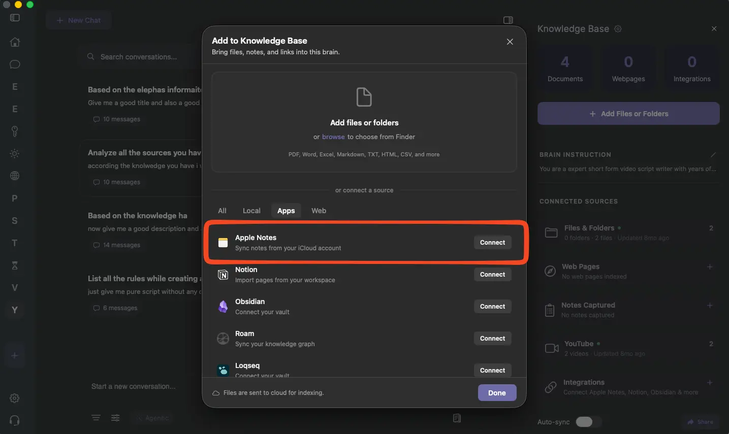 Elephas Super Brains for Apple Notes