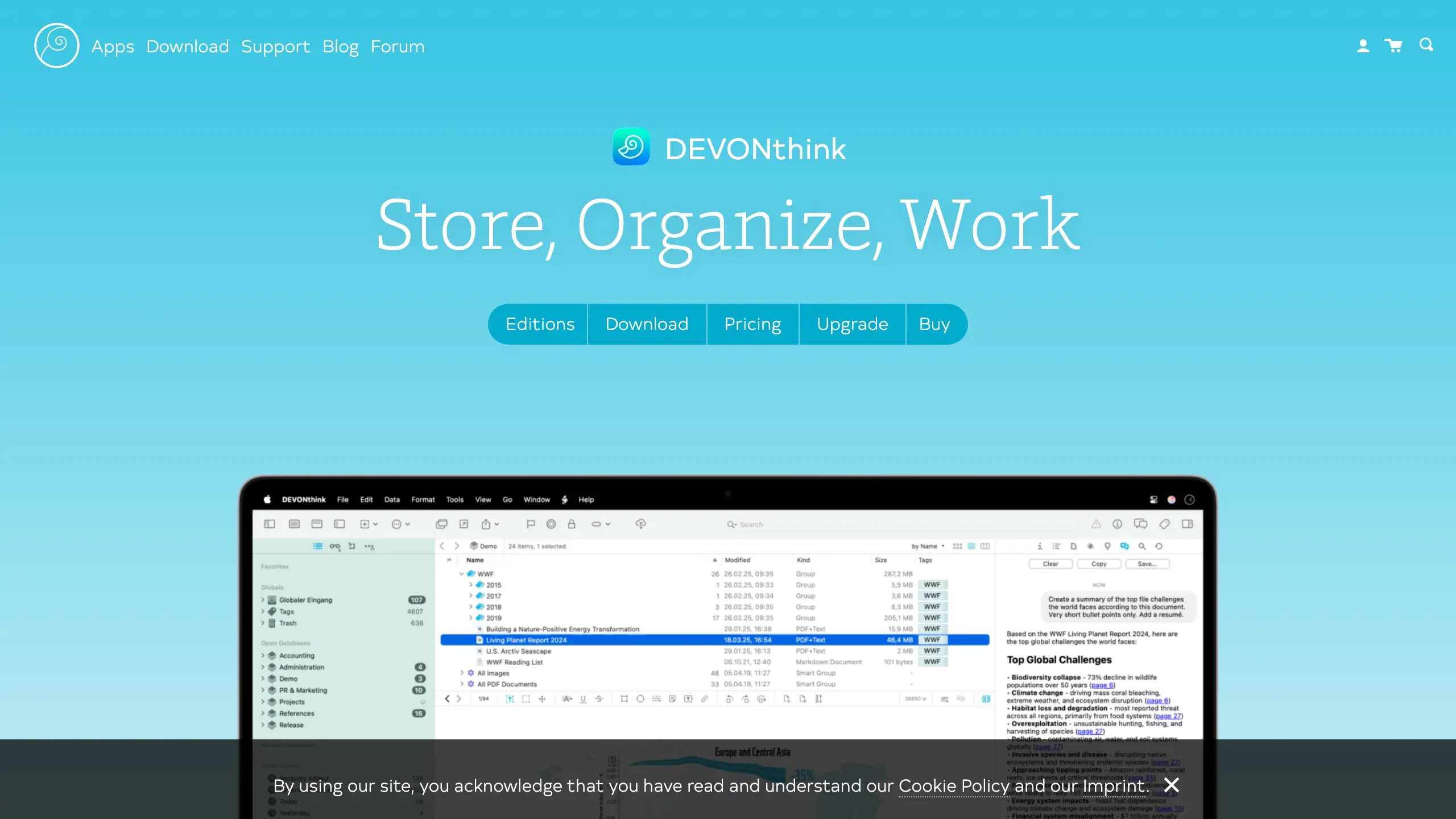 DEVONthink, a research tool whose users have requested App Intents support