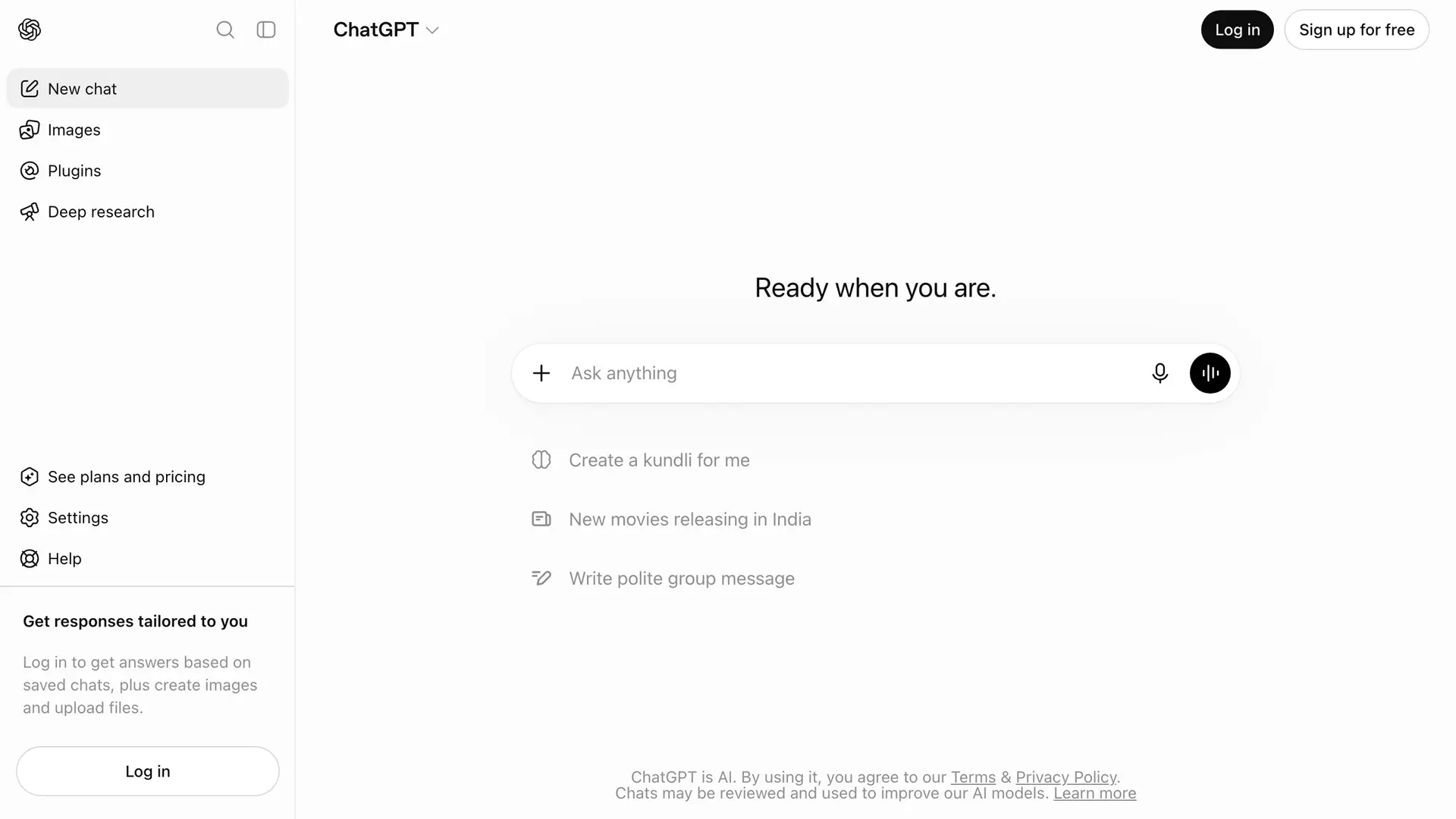 ChatGPT homepage screenshot