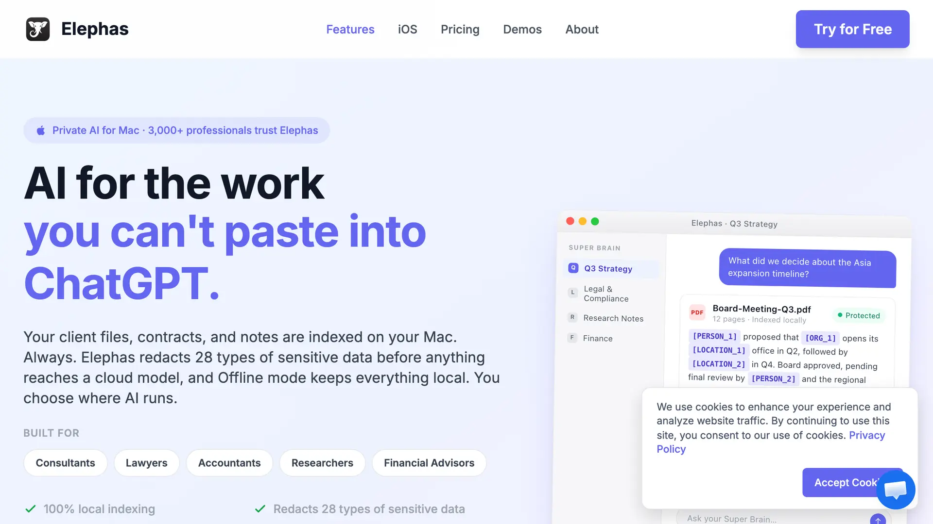 Elephas homepage screenshot