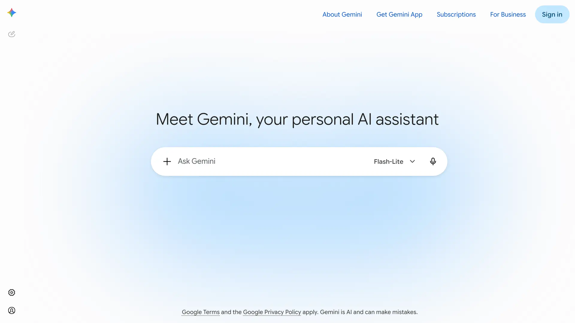 Gemini homepage screenshot