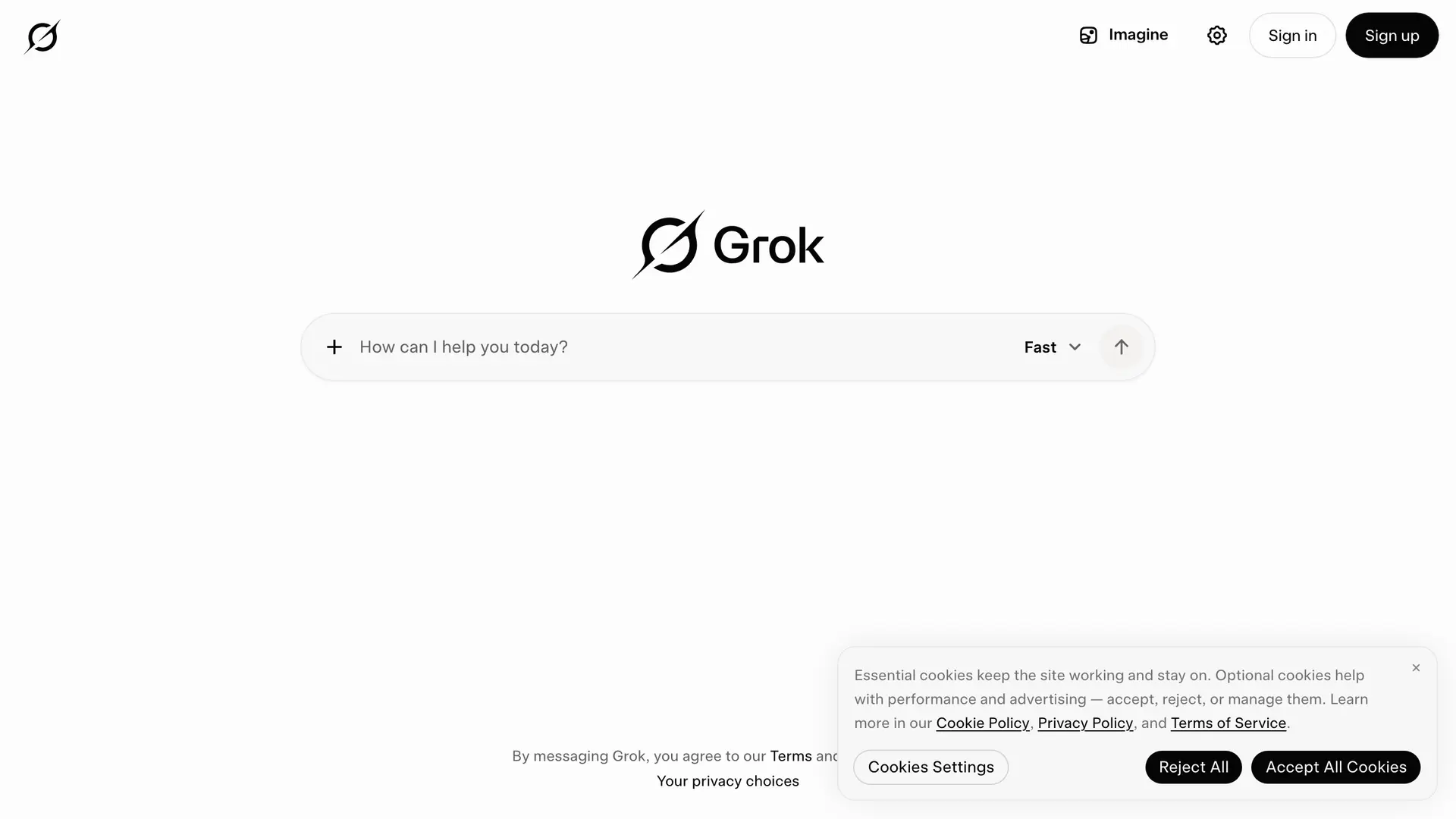 Grok homepage screenshot
