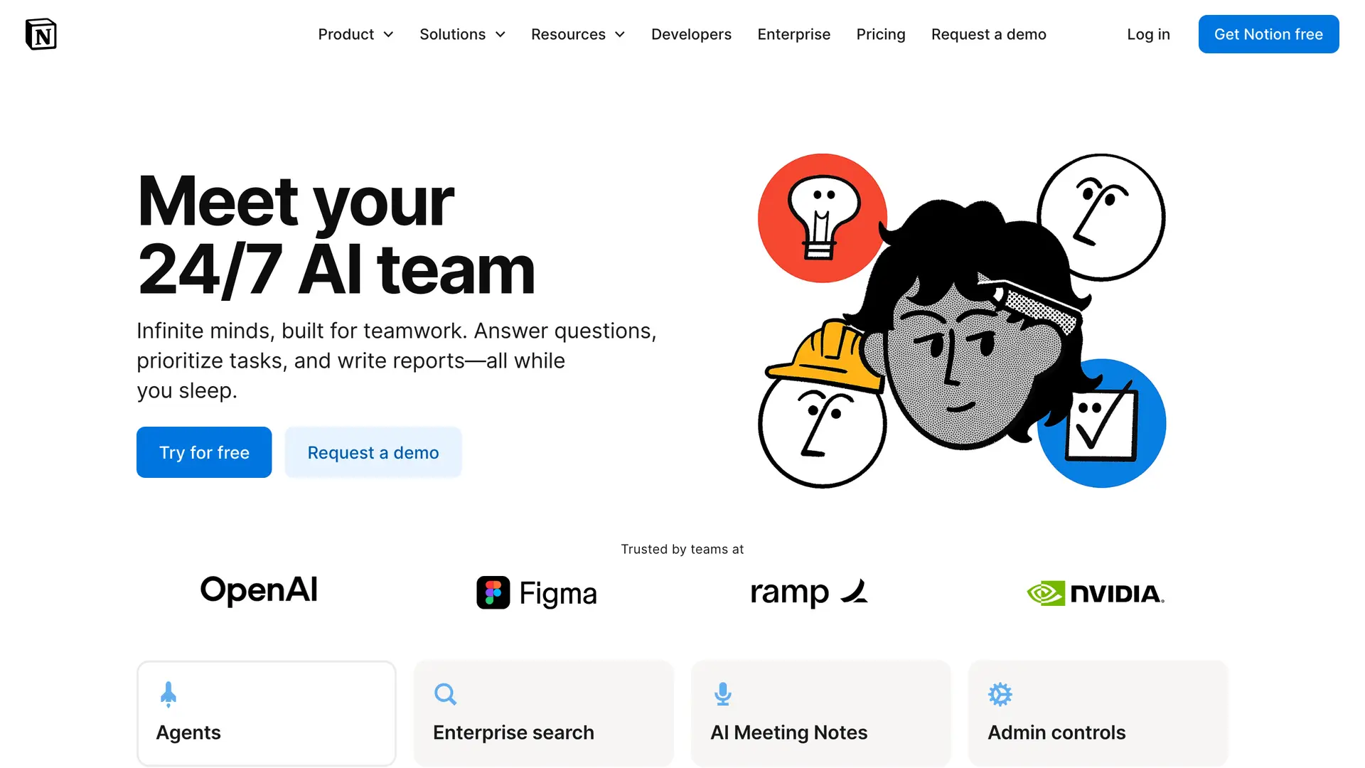 Notion AI homepage screenshot