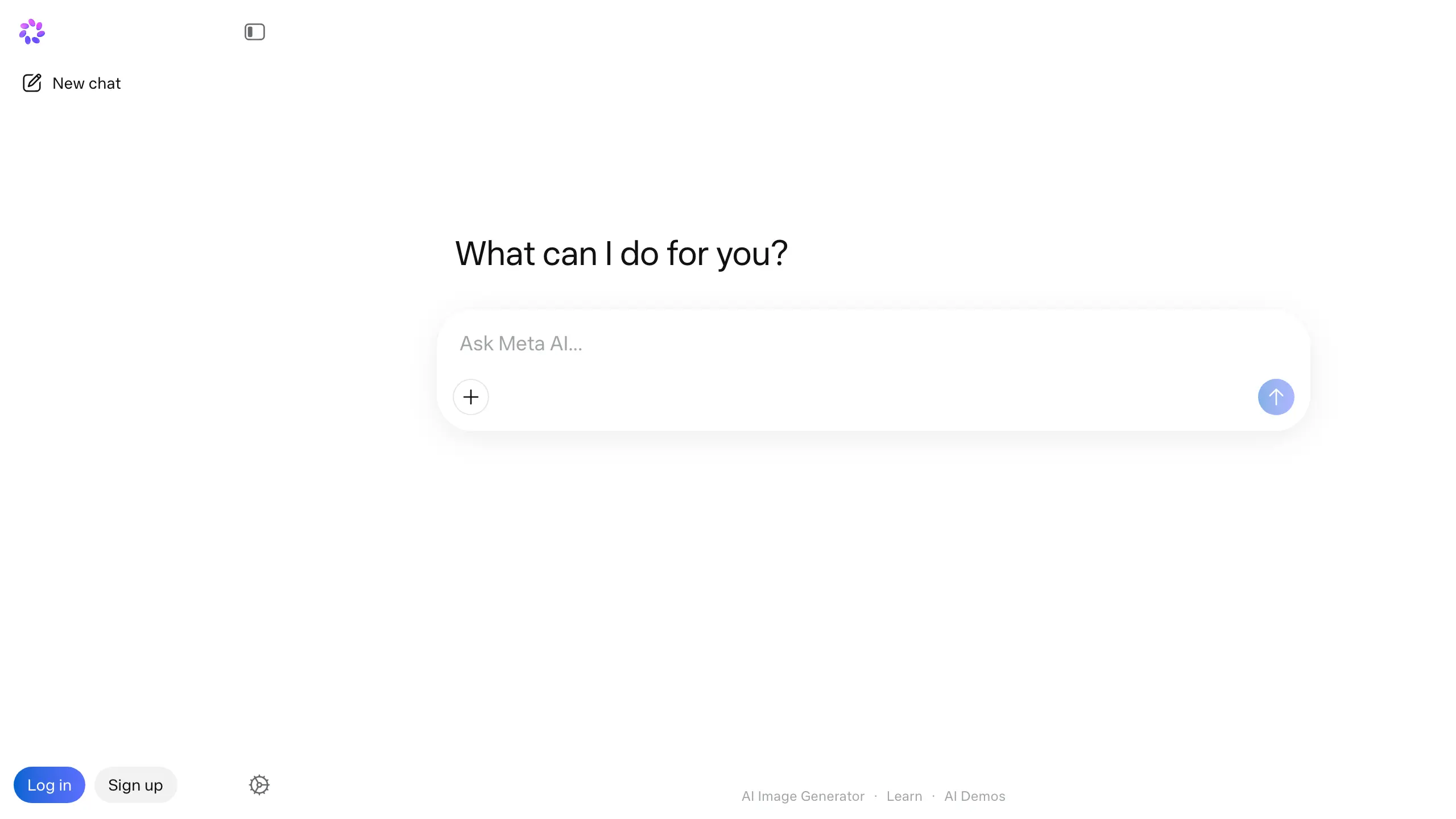 Meta AI assistant homepage