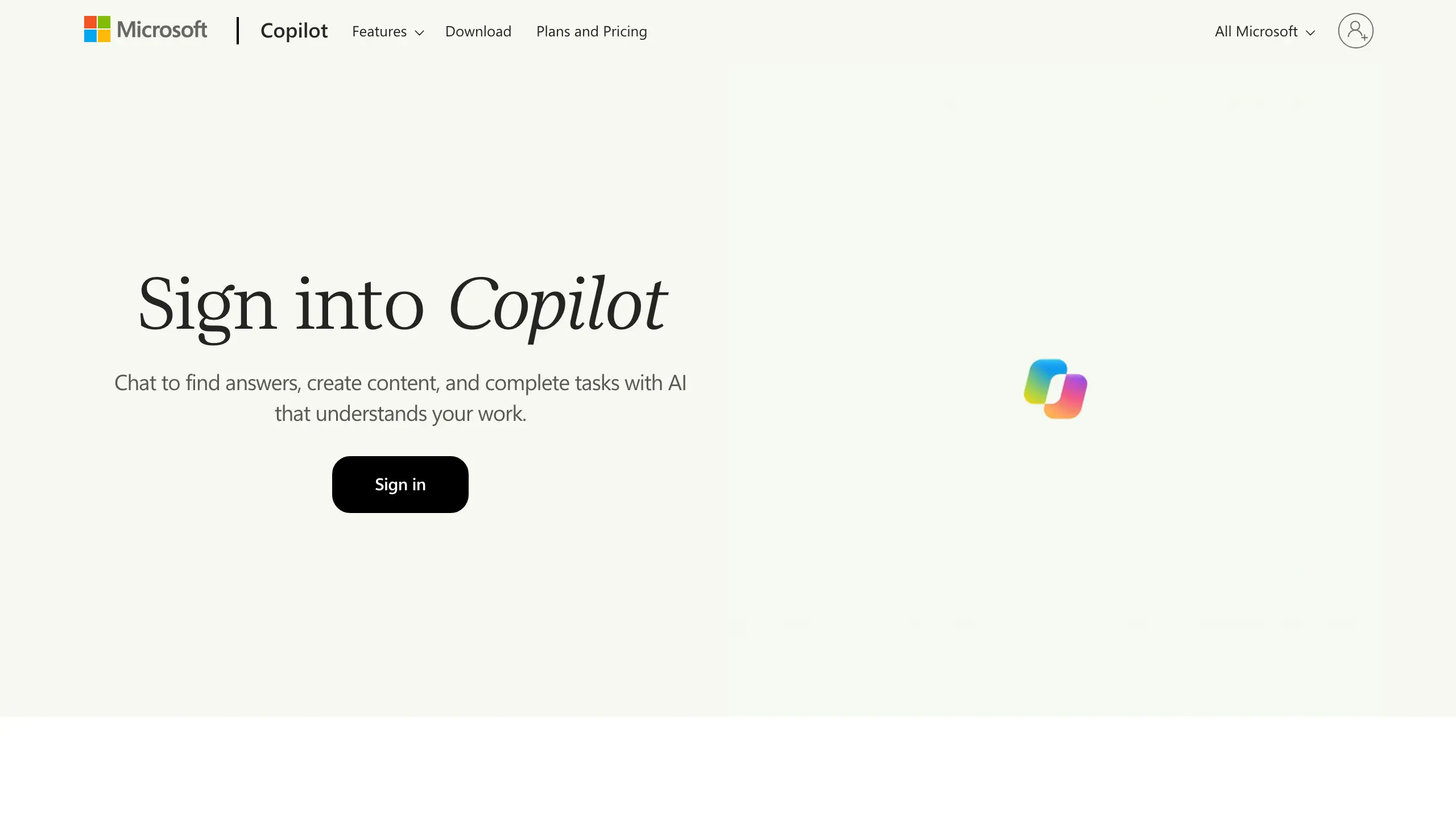 Microsoft Copilot sign-in page; Microsoft's support page says sign-in is optional