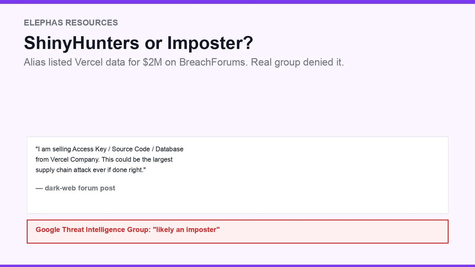ShinyHunters BreachForums listing and imposter attribution