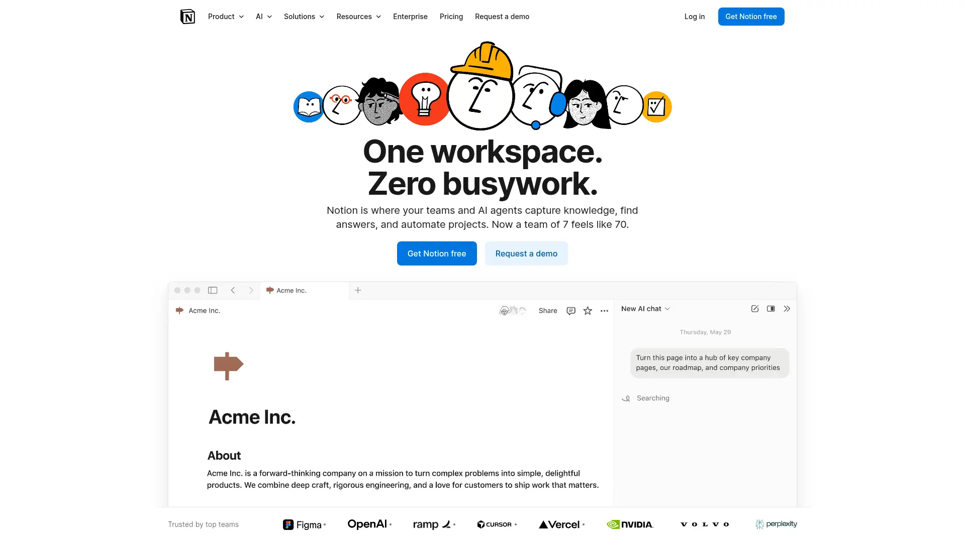 Notion AI interface showing workspace Q&A and writing assistance