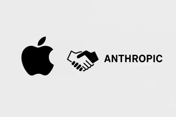 Apple and Anthropic logos with handshake icon representing the collapsed deal