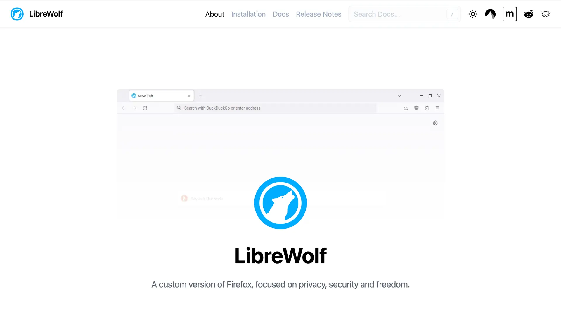 LibreWolf homepage