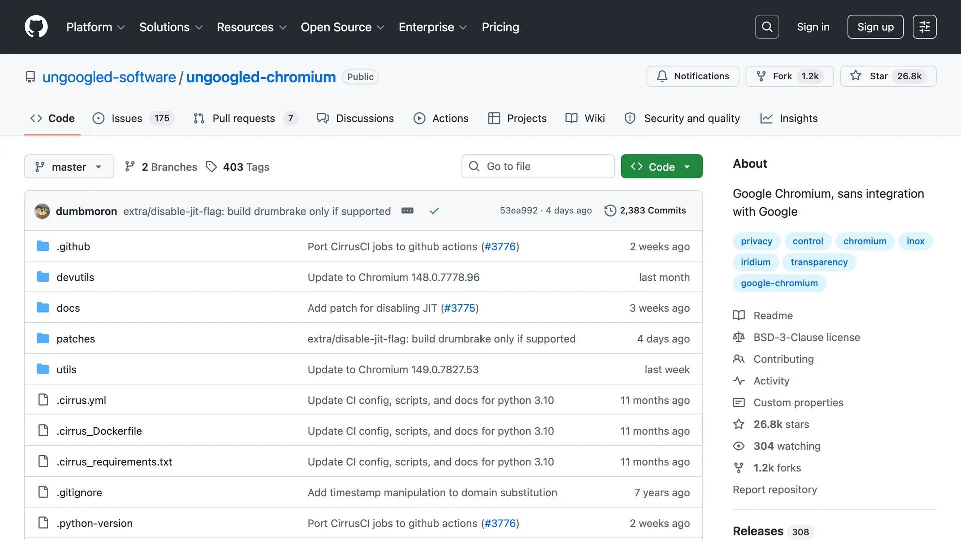 Ungoogled-Chromium homepage
