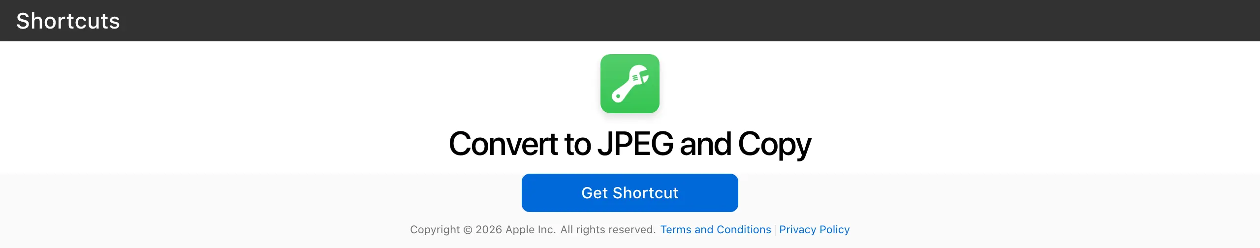 Shortcut converting a clipboard image to JPEG and stripping its metadata