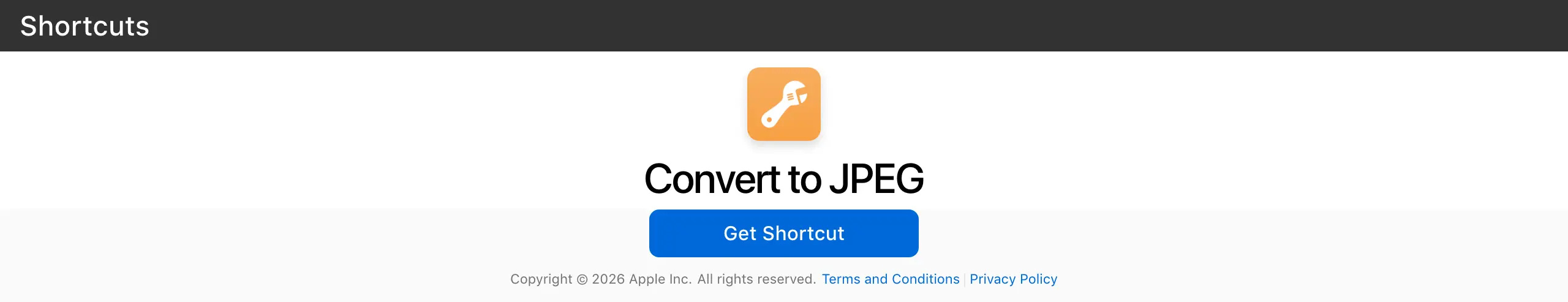 Convert to JPEG shortcut running as a Finder Quick Action on a Mac