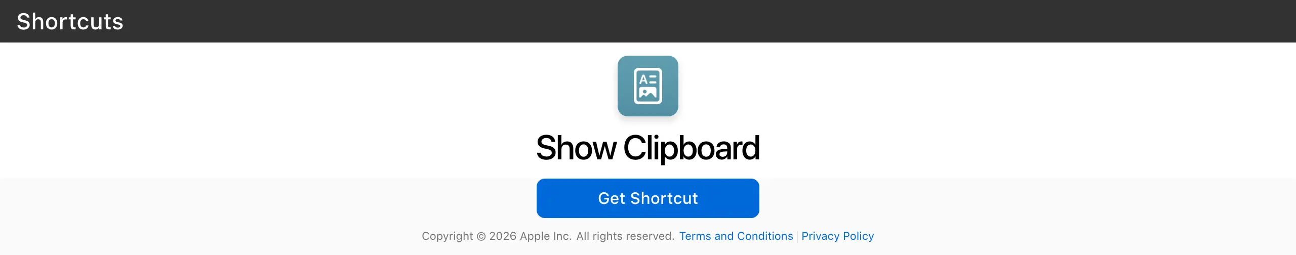 Show Clipboard shortcut displaying the current Mac clipboard contents