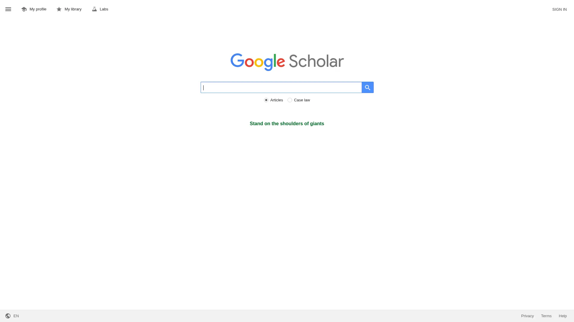 Google Scholar case law search interface
