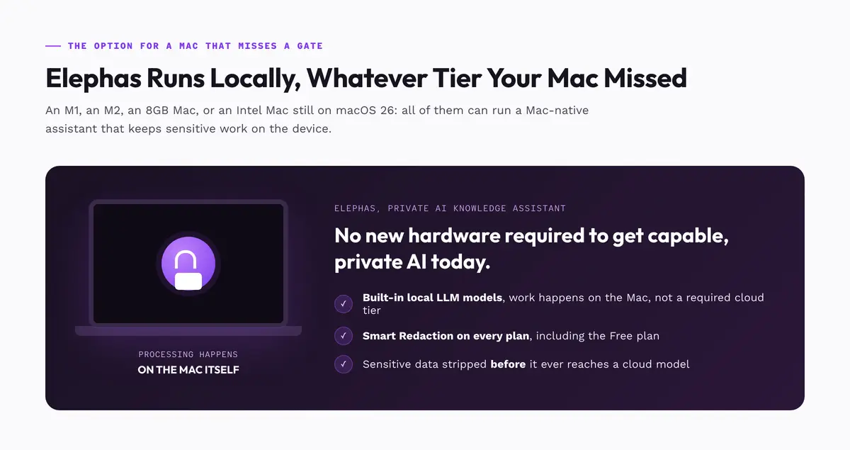 Elephas running locally with Smart Redaction included