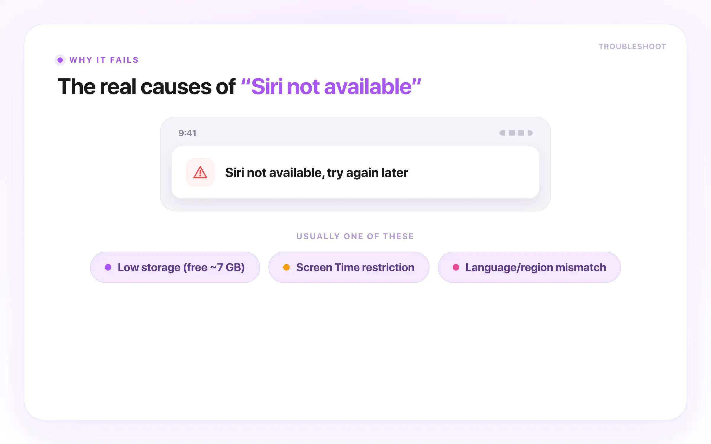 Siri not available error causes