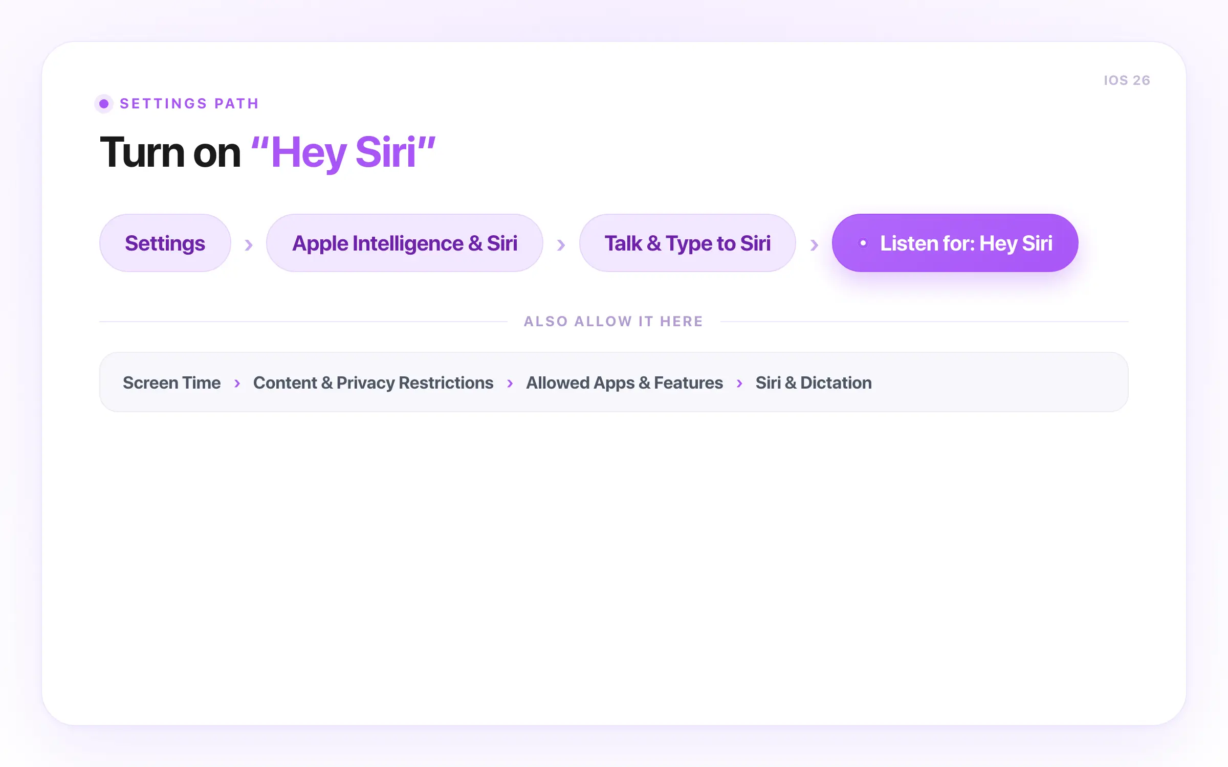 iOS 26 Siri settings path